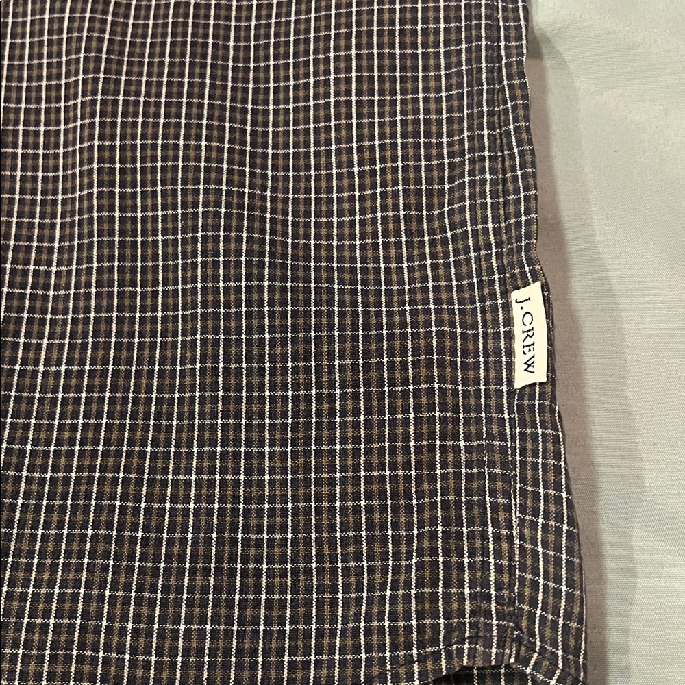 J. Crew Men's Black and White Checkered Button Down Shirt, short sleeve, sz XL - Picture 7 of 8